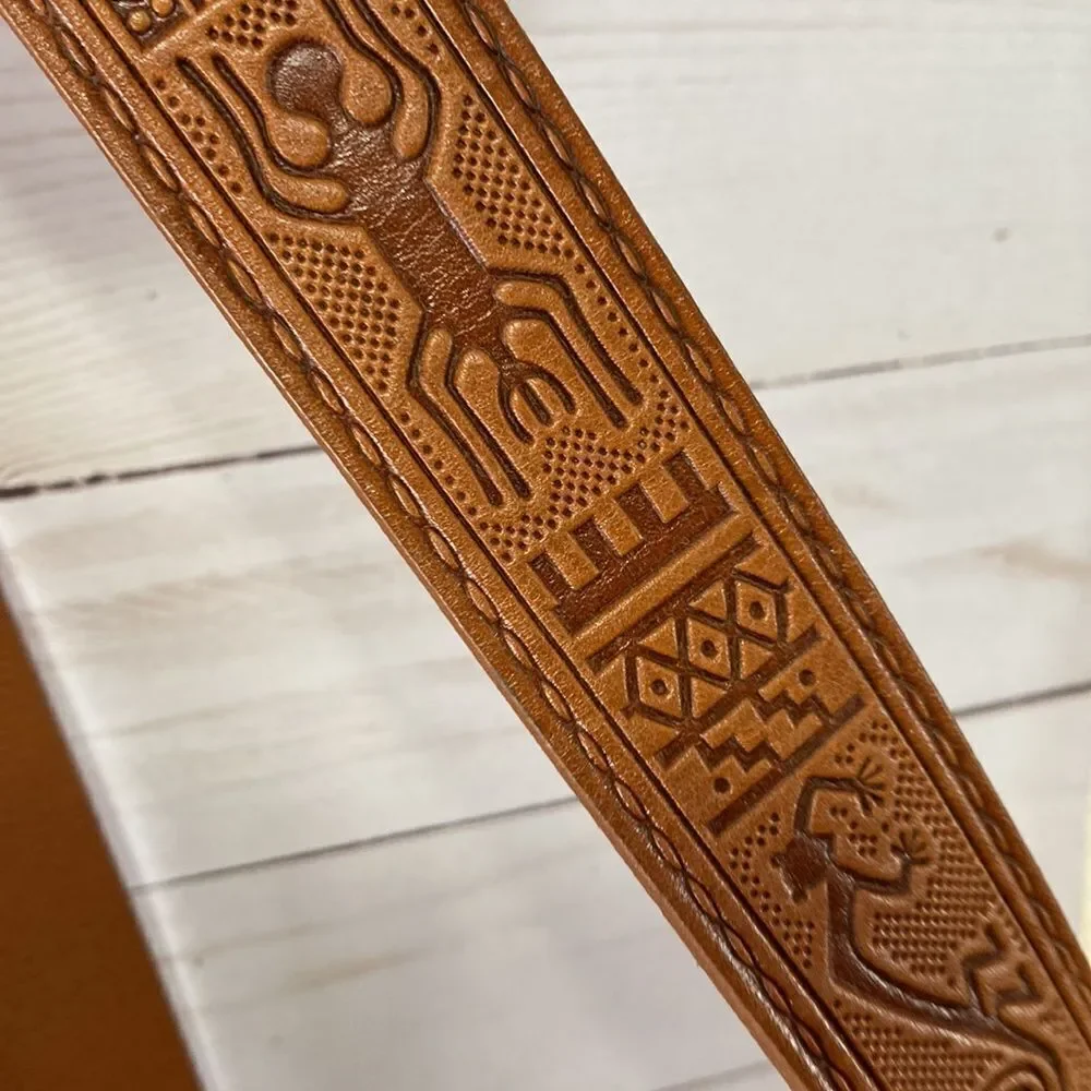 Nazca Lines Designs Men's Genuine Leather Cognac Belt